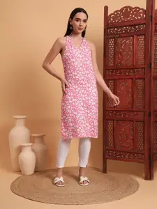 Anouk Rustic Floral Printed Halter Neck Straight Kurta