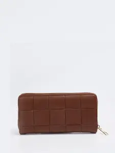 max Women Textured PU Zip Around Wallet