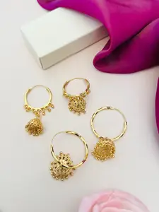 ABDESIGNS Set Of 2 Gold-Plated Huggies Classic Hoop Earrings