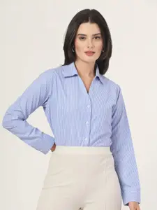 Style Quotient Women Smart Spread Collar Vertical Striped Formal Shirt