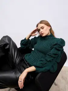 Styli Women High Neck Regular Fit Sleeve Detail Sweater