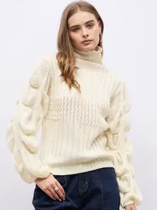 Styli Women High Neck Regular Fit Sleeve Detail Sweater