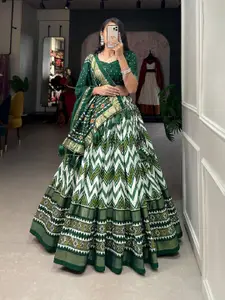 BAESD Printed Semi-Stitched Lehenga & Unstitched Blouse With Dupatta