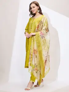 SAKSHI FASHION Floral Embroidered Thread Work Pure Cotton Dobby Thread Work Kurti