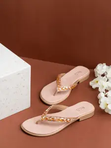 Inc 5 Women Embellished T-Strap Flats