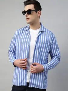 Hancock Vertical Striped Pure Cotton Relaxed Fit Casual Shirt