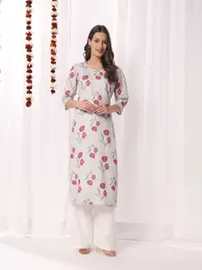 DRESOUL Women Floral Printed Thread Work Kurta