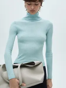 MANGO Ribbed Turtle Neck Pullover