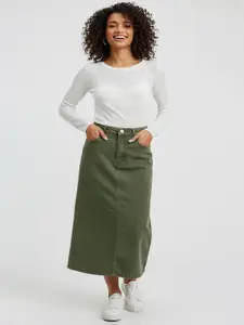 Trendyol Women Pure Cotton A-Line Midi Skirt