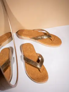 Inc 5 Women Embellished T-Strap Flats