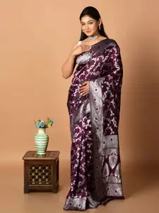 Laa Calcutta Floral Woven Design Zari Banarasi Saree
