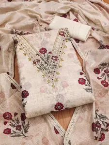 Panzora Flora Printed Beadsed Studded Unstitched Dress Material