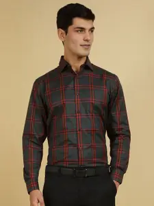 Allen Solly Men Slim Fit Spread Collar Tartan Checked Cotton Formal Shirt