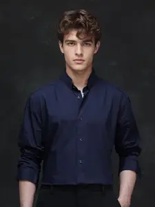 RARE RABBIT Men Comfort Slim Fit Spread Collar Solid Cotton Formal Shirt