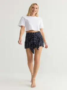 Trendyol Women Striped High-Rise Shorts