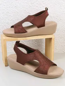 WALKWAY by Metro Printed Wedge Sandals with Laser Cuts