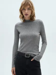 MANGO Ribbed Raglan Sleeve Pullover