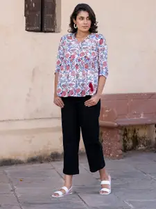 BAESD Floral Printed Cotton A-Line Top
