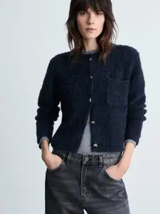 MANGO Boucle Pocket Detail Tailored Blazer