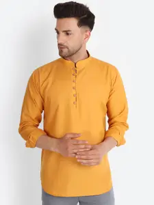 Kaifoo Mandarin Collar Long Sleeves Straight Short Kurta