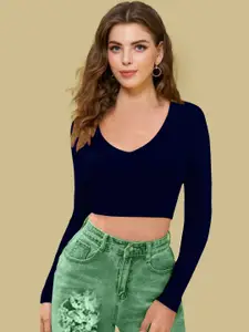 Dream Beauty Fashion Women V - Neck Fitted Crop Top
