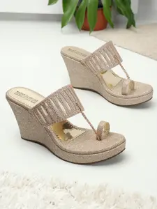 madam glorious Embellished Wedge Heel Sandals