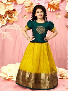 Wommaniya Impex Girls Embroidered Zardozi Puffed Sleeves Ready to Wear Choli