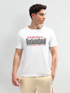 U.S. Polo Assn. Men Typography Printed Round Neck Slim Fit T-shirt