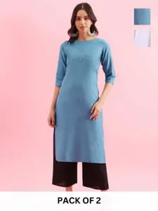 KALINI Selection Of 2 Boat Neck Straight Kurtas