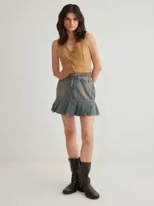 Trendyol Women Pure Cotton Washed A-Line Mini Skirt