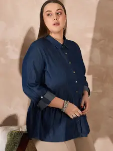 all about you Women Solid Spread Collar Cotton Casual Shirt