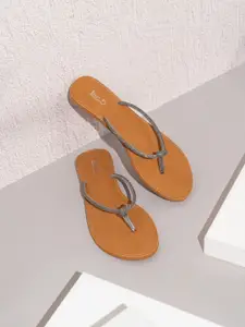 Inc 5 Women Embellished T-Strap Flats