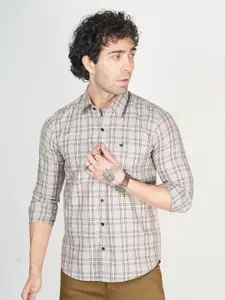 Allen Cooper Men Classic Fit  Spread Collar Tartan Checked Cotton Casual Shirt