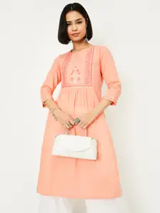 max Floral Embroidered Round Neck A-Line Kurta