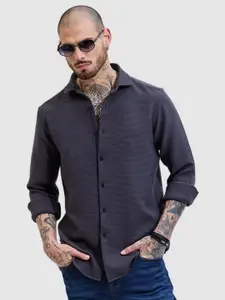 Snitch Men Smart Slim Fit Spread Collar Textured Casual Shirt