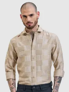 Snitch Men Smart Slim Fit Textured Casual Shirt