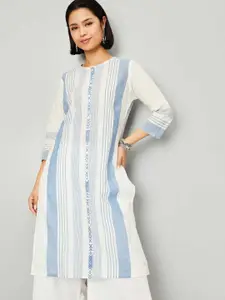 max Striped Round Neck Pure Cotton A-Line Kurta