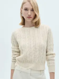 MANGO Women Cable Knit Pullover