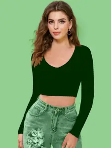Dream Beauty Fashion Solid Scoop Neck Fitted Crop Top