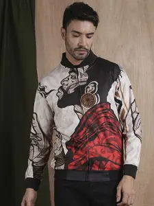 PRONK Men Graphic Polyester Bomber Jacket