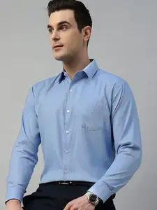 Hancock Self Design Wrinkle Resistant Chambray New Slim Fit Formal Shirt