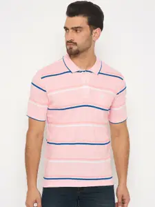 Duke Men Striped Polo Collar Cotton Casual T-shirt