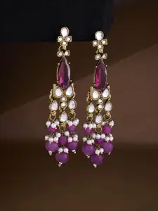 ATIBELLE Contemporary gold plated kundan stone studded shaped  earrings Drop Earrings