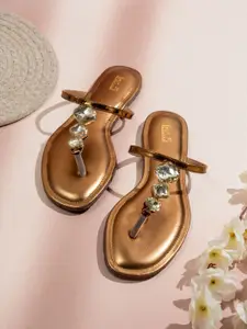 Inc 5 Women Embellished T-Strap Flats