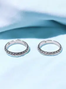 Taraash 925 Sterling Silver Antique Finish Adjustable Band Toe Rings