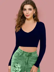 Dream Beauty Fashion Women V-Neck Fitted Crop Top