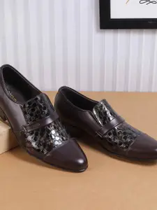 Mochi Men Textured Leather Formal Slip-On Shoes