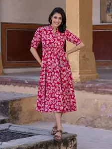 BAESD Floral Printed Puff Sleeve Maxi Dress