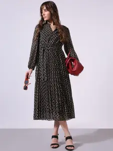 Vero Moda Women Printed Puff Sleeves Fit & Flare Midi Dress