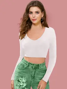 Dream Beauty Fashion Women V-Neck Fitted Crop Top